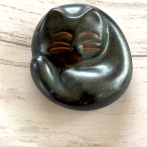 Black Ceramic Kitty Cat Sculpture from Kotobuki Trading